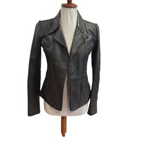 Women's dark brown lamb skin Leather Jacket Sz XS